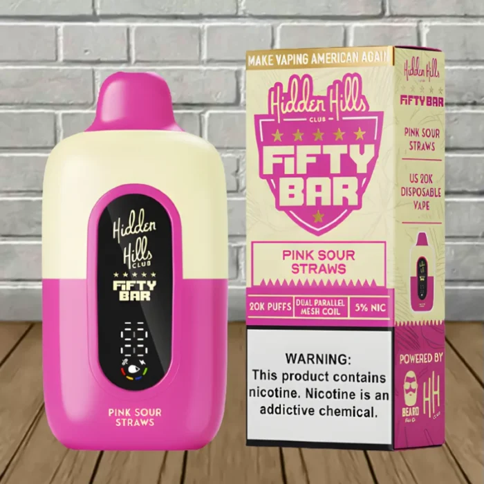 Fifty Bar x Hidden Hills Disposable 20k - Pink Sour Straws -- DISPOSABLE Fifty Bar x Hidden Hills Disposable 20k - Pink Sour Straws -- DISPOSABLE