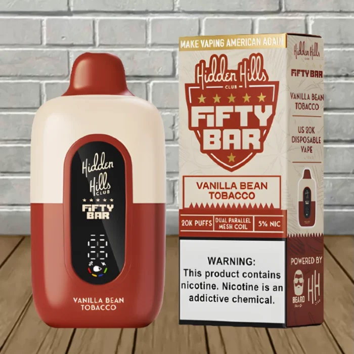 Fifty Bar x Hidden Hills Disposable 20k - Vanilla Bean Tobacco -- DISPOSABLE Fifty Bar x Hidden Hills Disposable 20k - Vanilla Bean Tobacco -- DISPOSABLE
