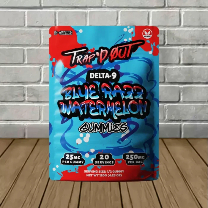 Hixotic Trap'd Out D9 Gummies 250mg - Blue Razz Watermelon -- 10ct Pack Hixotic Trap'd Out D9 Gummies 250mg - Blue Razz Watermelon -- 10ct Pack